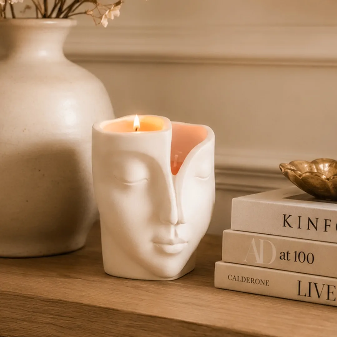 Luxury scented candle on table