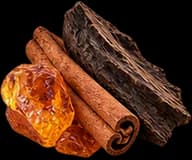 Spices, woods and resin representing an oriental accord