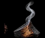 Smoldering wood representing the smoky accord